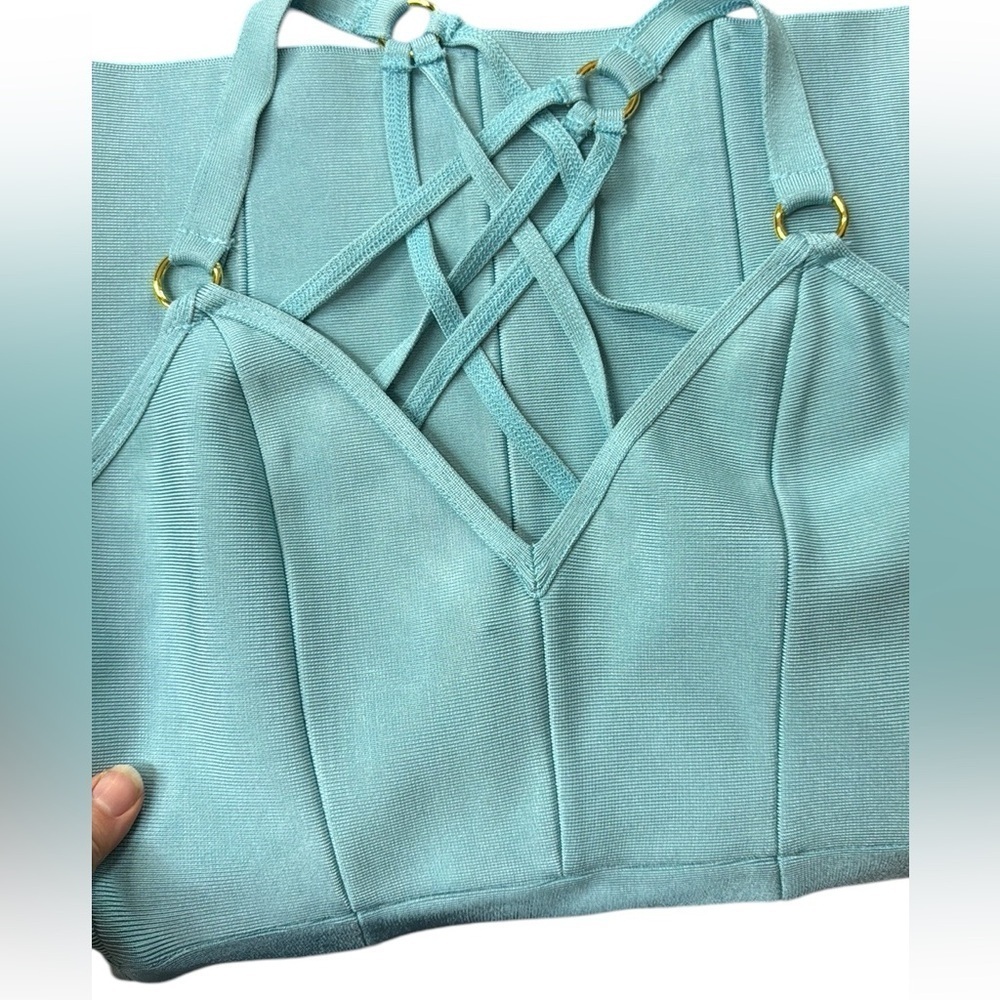House of London. Vibrant Blue Backless Bodycon Dress with Spaghetti Straps - Picture 7 of 9